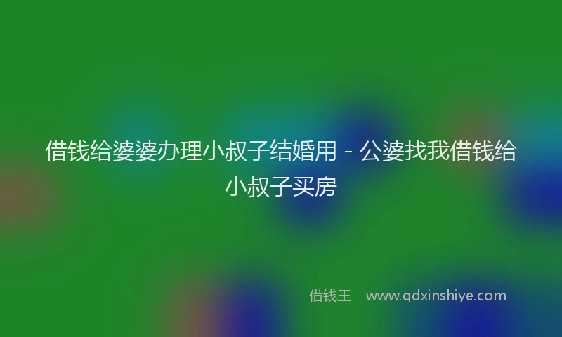 借钱给婆婆办理小叔子结婚用 - 公婆找我借钱给小叔子买房