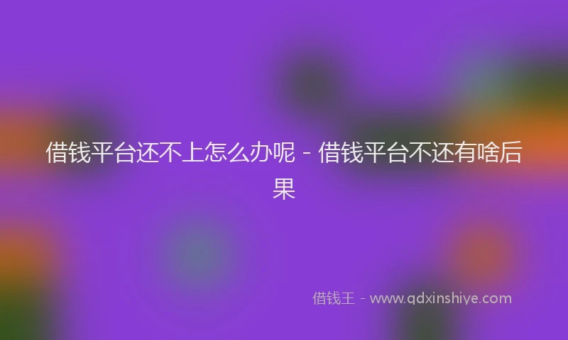 借钱平台还不上怎么办呢 - 借钱平台不还有啥后果