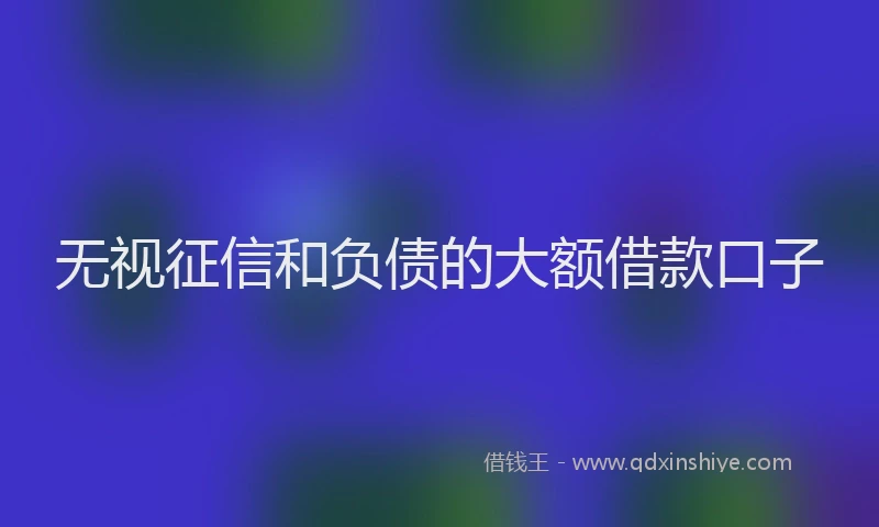 无视征信和负债的大额借款口子