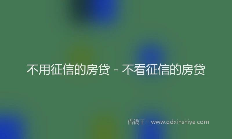 不用征信的房贷 - 不看征信的房贷