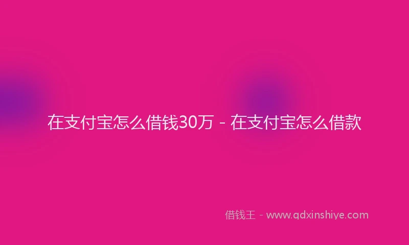 在支付宝怎么借钱30万 - 在支付宝怎么借款