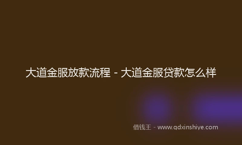 大道金服放款流程 - 大道金服贷款怎么样