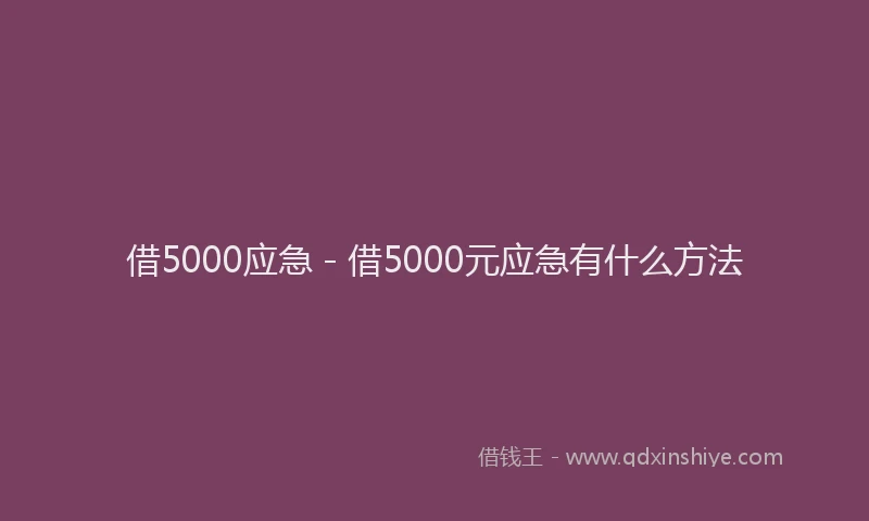 借5000应急 - 借5000元应急有什么方法