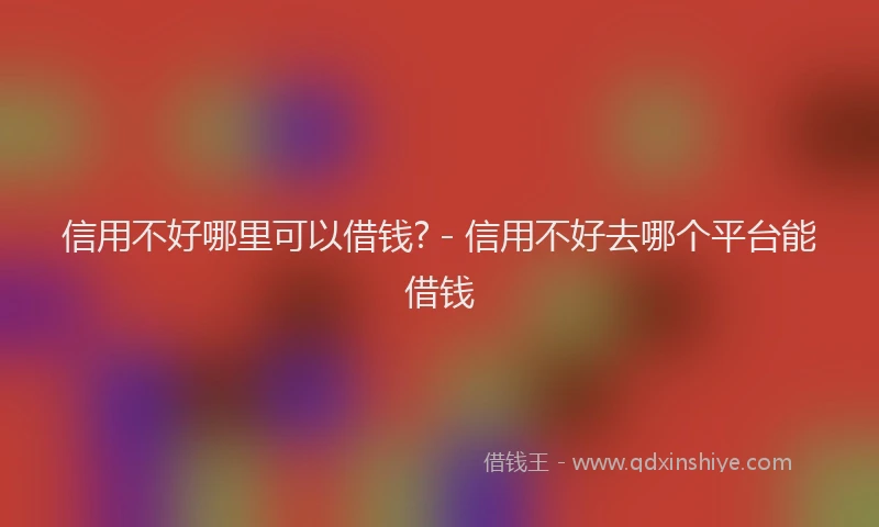 信用不好哪里可以借钱? - 信用不好去哪个平台能借钱