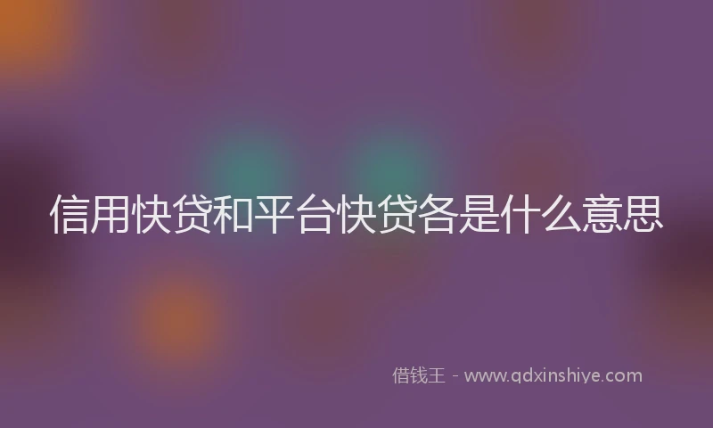 信用快贷和平台快贷各是什么意思