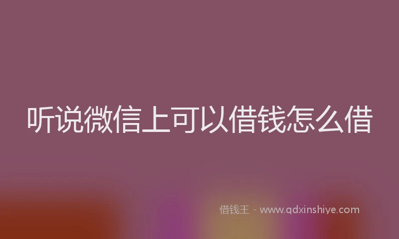 听说微信上可以借钱怎么借