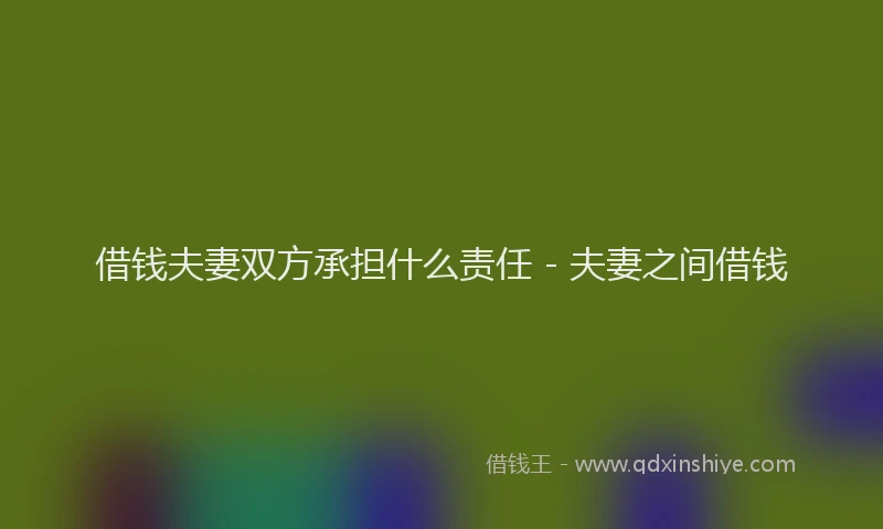 借钱夫妻双方承担什么责任 - 夫妻之间借钱