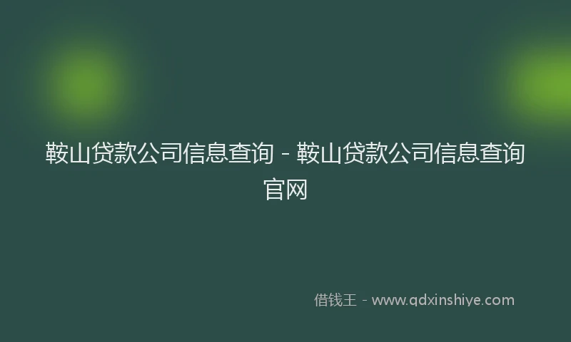 鞍山贷款公司信息查询 - 鞍山贷款公司信息查询官网