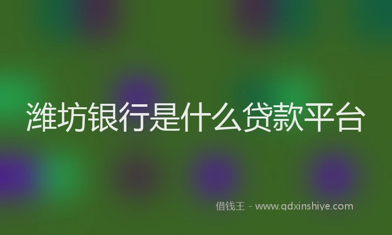 潍坊银行是什么贷款平台