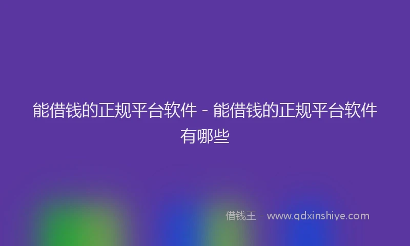 能借钱的正规平台软件 - 能借钱的正规平台软件有哪些