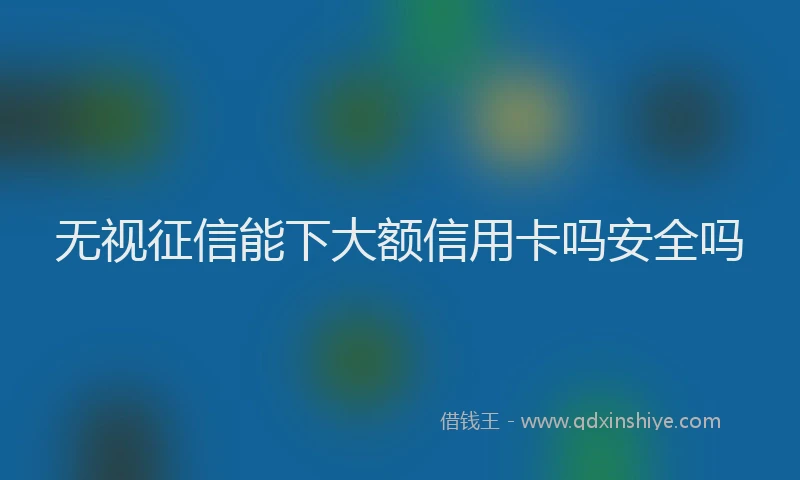 无视征信能下大额信用卡吗安全吗