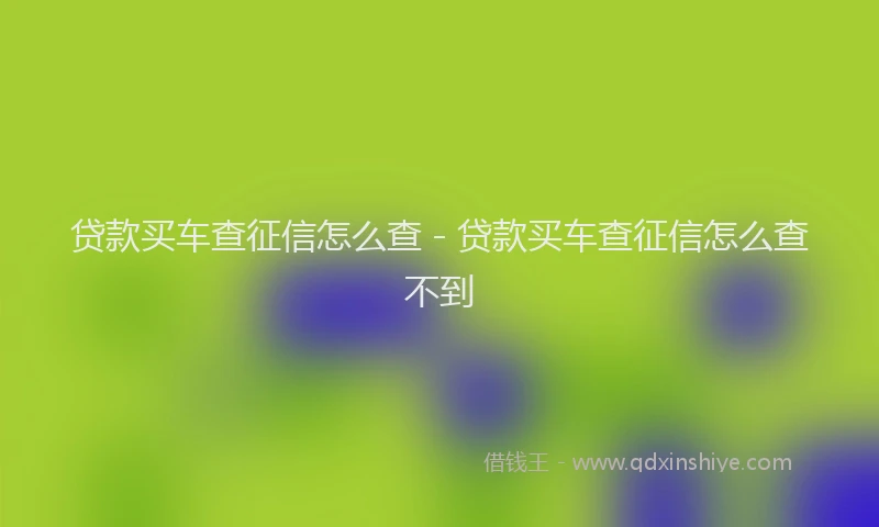 贷款买车查征信怎么查 - 贷款买车查征信怎么查不到