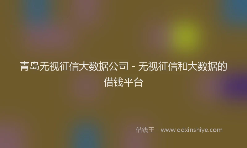 青岛无视征信大数据公司 - 无视征信和大数据的借钱平台