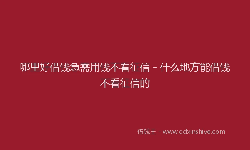 哪里好借钱急需用钱不看征信 - 什么地方能借钱不看征信的