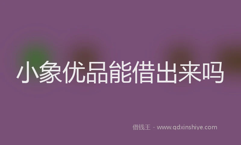 小象优品能借出来吗