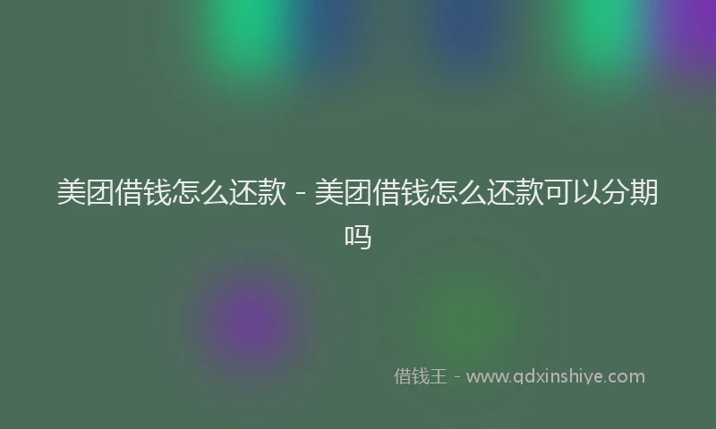 美团借钱怎么还款 - 美团借钱怎么还款可以分期吗