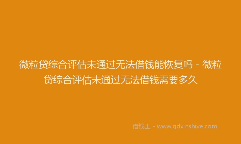 微粒贷综合评估未通过无法借钱能恢复吗 - 微粒贷综合评估未通过无法借钱需要多久