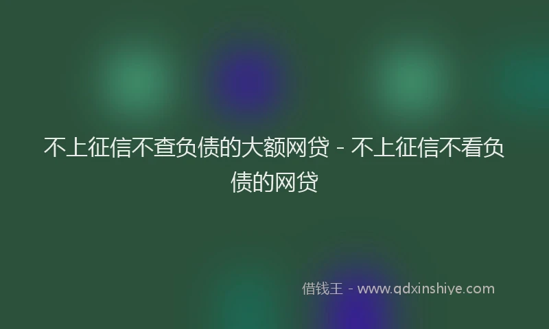 不上征信不查负债的大额网贷 - 不上征信不看负债的网贷