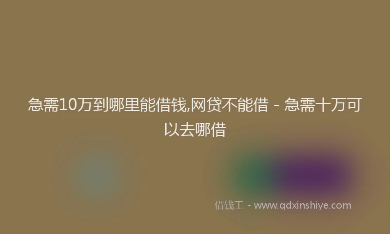 急需10万到哪里能借钱,网贷不能借 - 急需十万可以去哪借