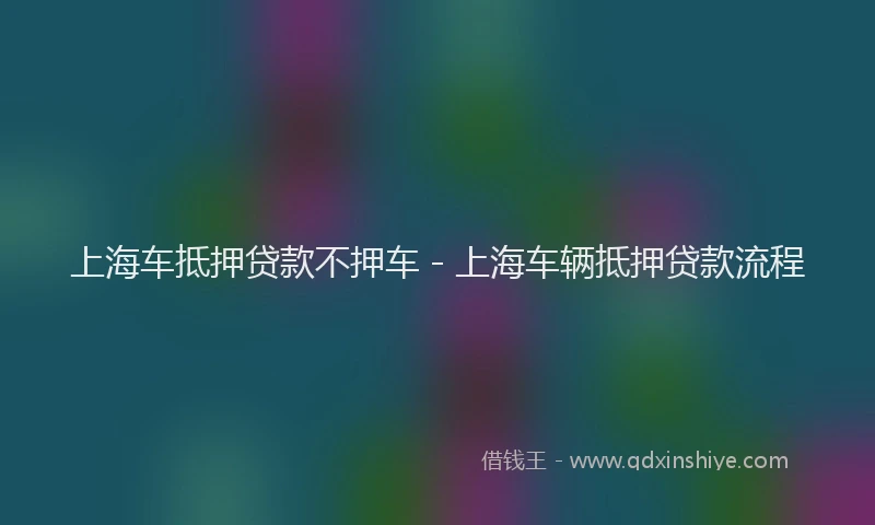 上海车抵押贷款不押车 - 上海车辆抵押贷款流程