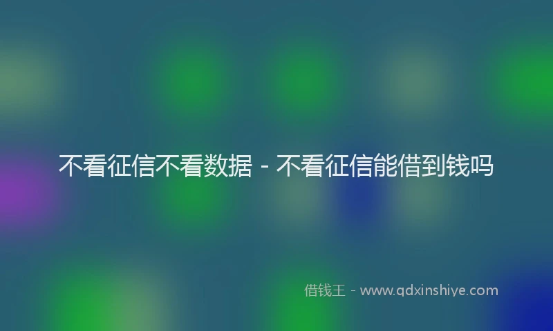 不看征信不看数据 - 不看征信能借到钱吗