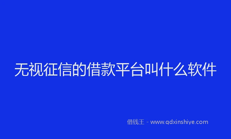 无视征信的借款平台叫什么软件