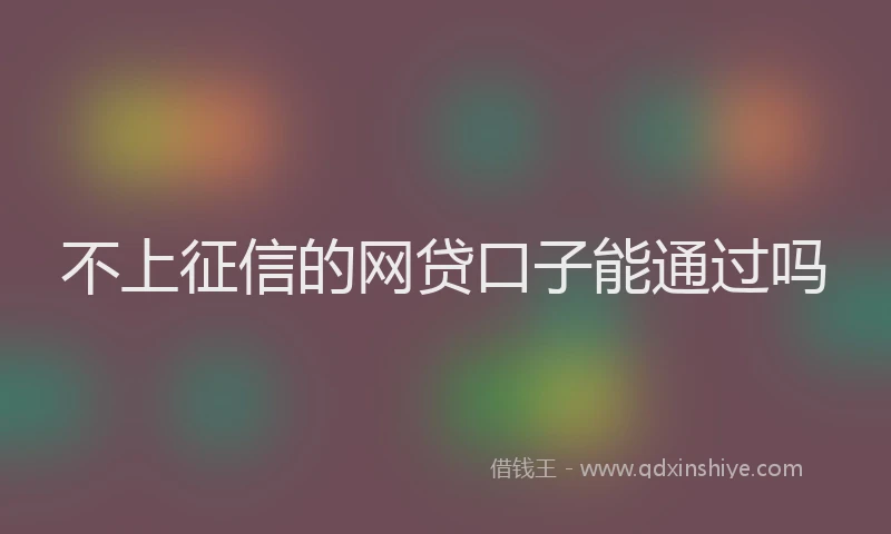 不上征信的网贷口子能通过吗