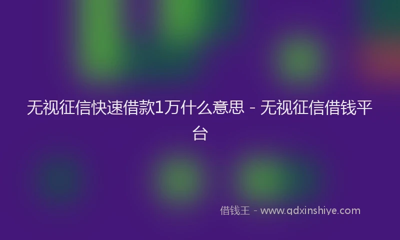 无视征信快速借款1万什么意思 - 无视征信借钱平台