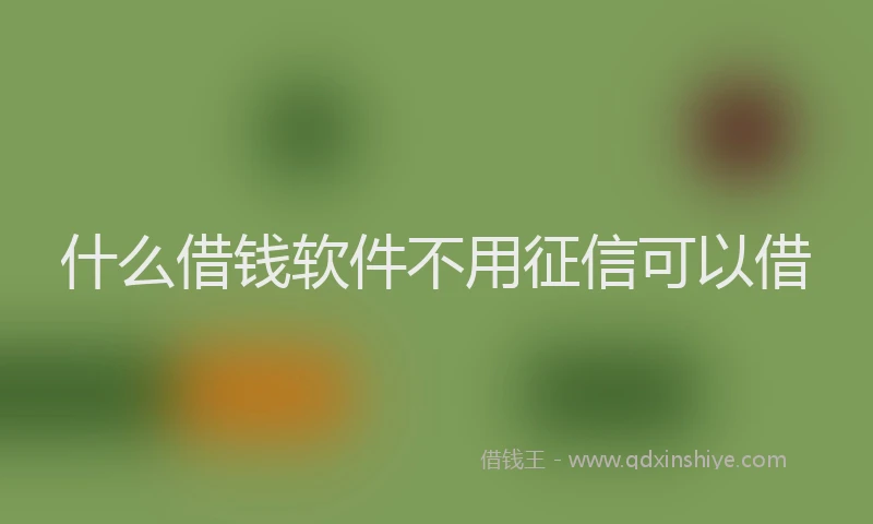 什么借钱软件不用征信可以借