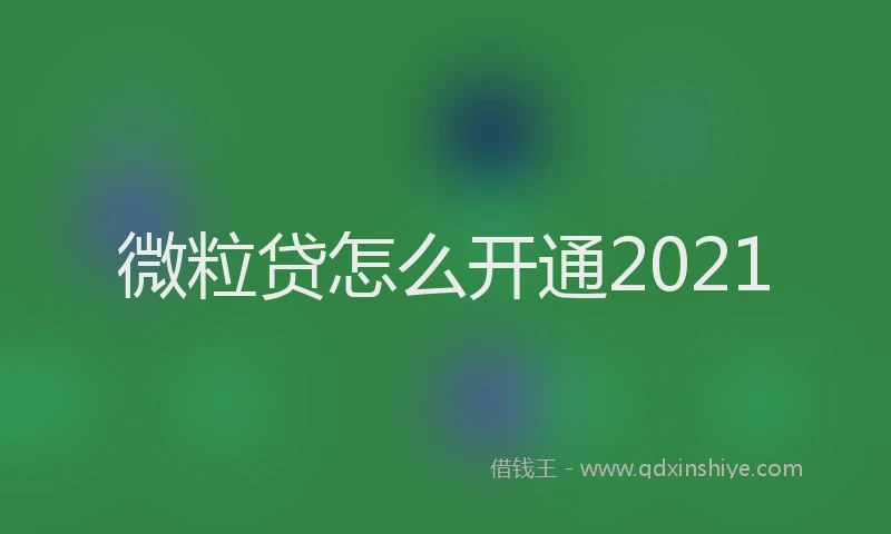 微粒贷怎么开通2021