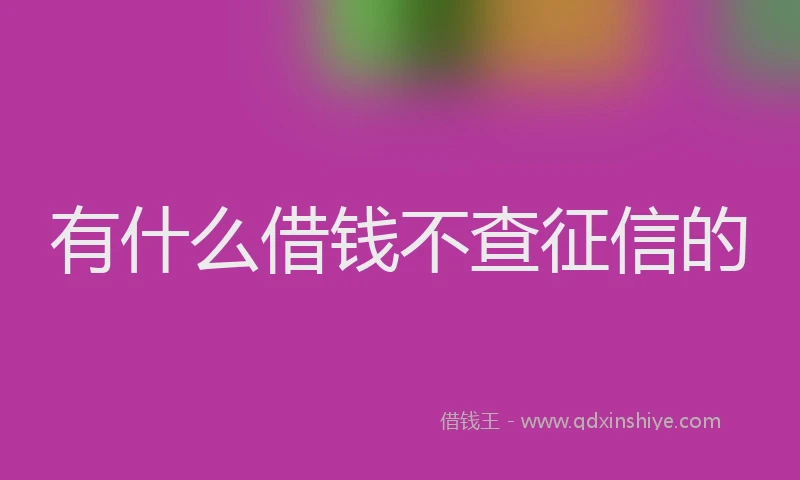 有什么借钱不查征信的