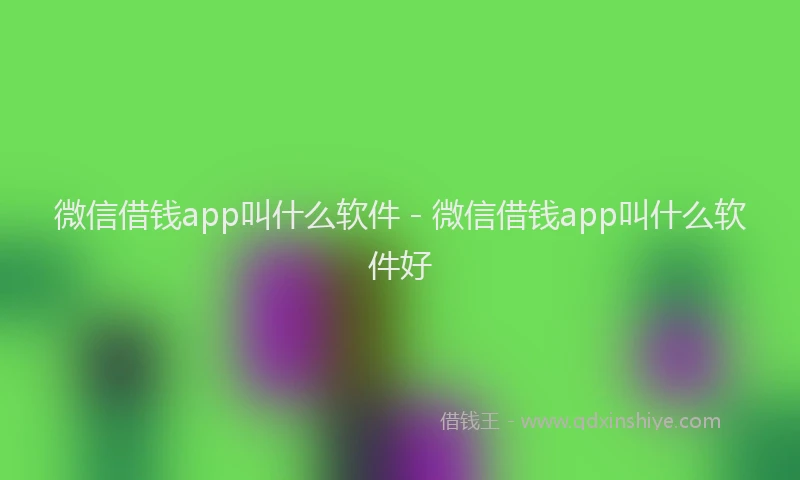 微信借钱app叫什么软件 - 微信借钱app叫什么软件好