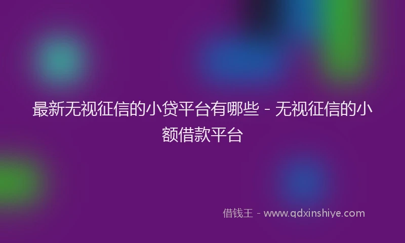 最新无视征信的小贷平台有哪些 - 无视征信的小额借款平台