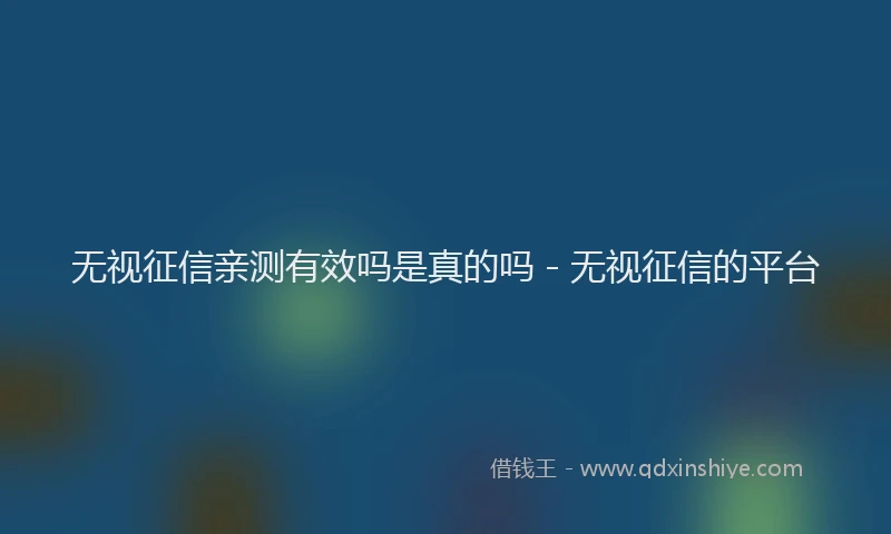 无视征信亲测有效吗是真的吗 - 无视征信的平台