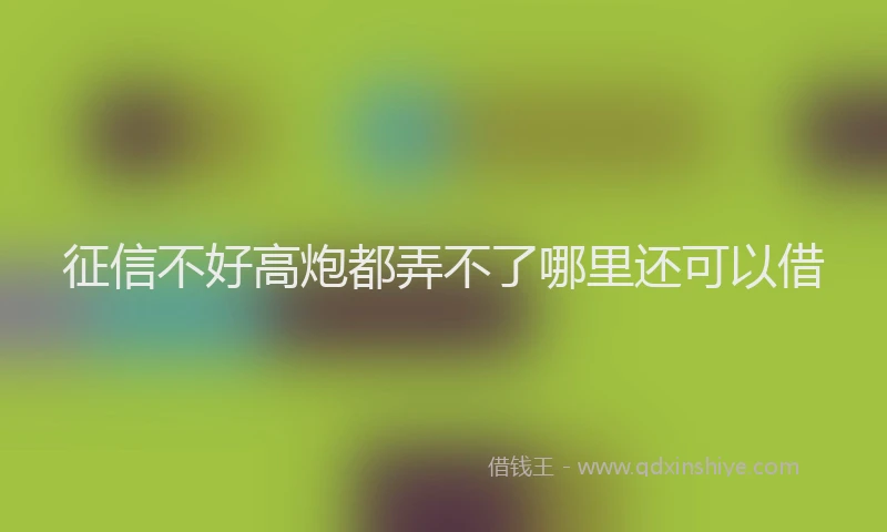 征信不好高炮都弄不了哪里还可以借