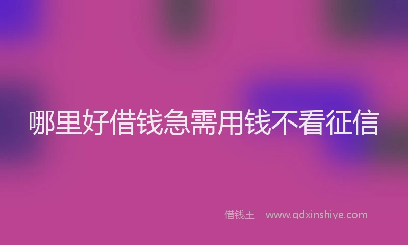 哪里好借钱急需用钱不看征信