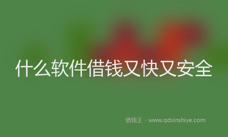 什么软件借钱又快又安全