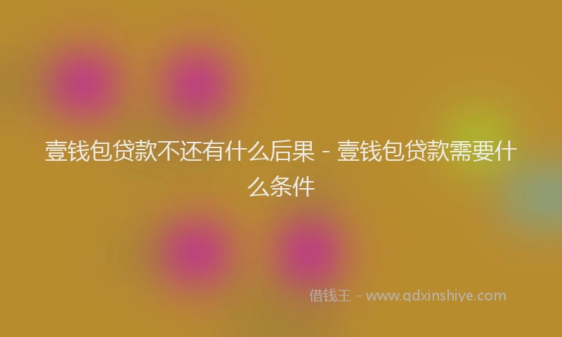 壹钱包贷款不还有什么后果 - 壹钱包贷款需要什么条件