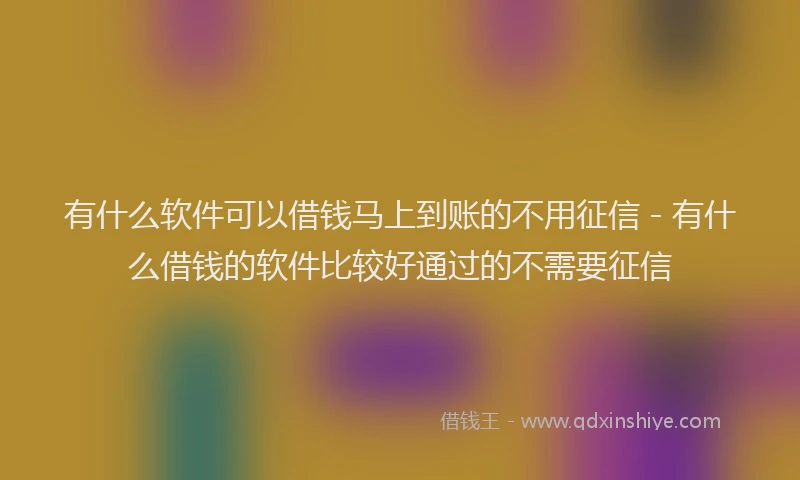 有什么软件可以借钱马上到账的不用征信 - 有什么借钱的软件比较好通过的不需要征信