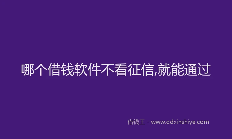 哪个借钱软件不看征信,就能通过