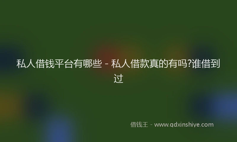 私人借钱平台有哪些 - 私人借款真的有吗?谁借到过