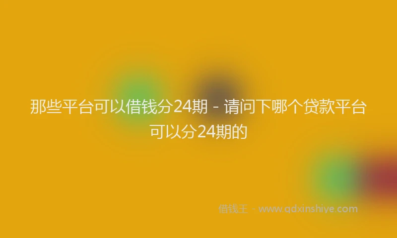 那些平台可以借钱分24期 - 请问下哪个贷款平台可以分24期的