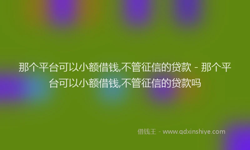 那个平台可以小额借钱,不管征信的贷款 - 那个平台可以小额借钱,不管征信的贷款吗