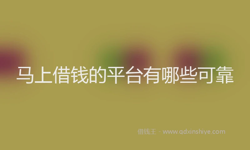 马上借钱的平台有哪些可靠