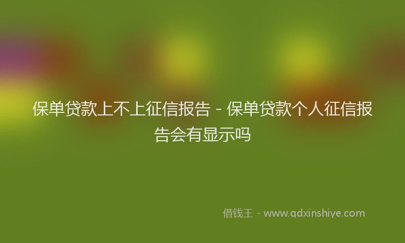保单贷款上不上征信报告 - 保单贷款个人征信报告会有显示吗