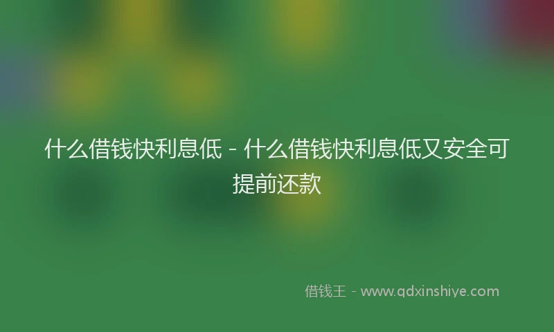 什么借钱快利息低 - 什么借钱快利息低又安全可提前还款