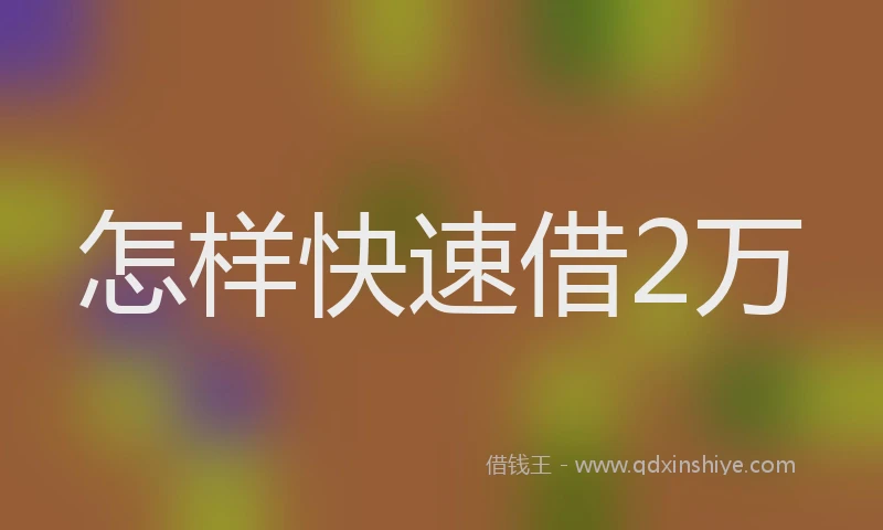 怎样快速借2万