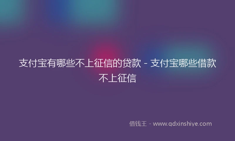 支付宝有哪些不上征信的贷款 - 支付宝哪些借款不上征信