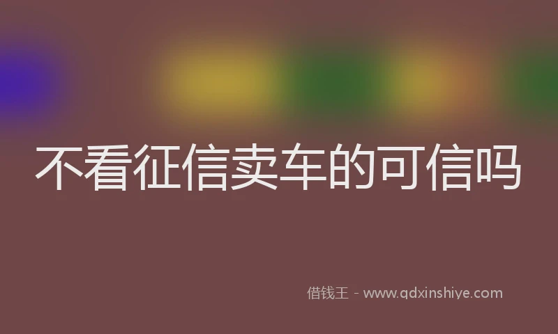不看征信卖车的可信吗