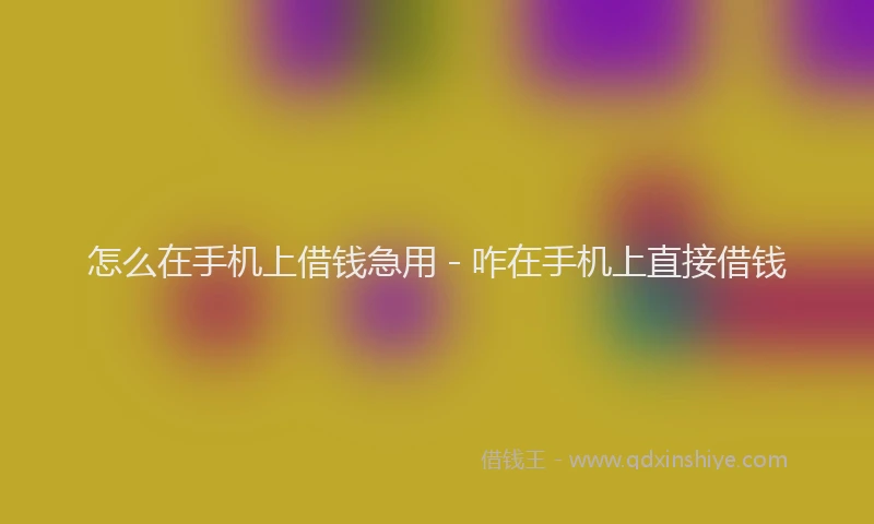 怎么在手机上借钱急用 - 咋在手机上直接借钱